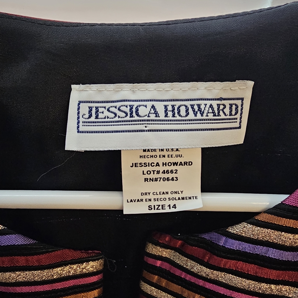 Jessica Howard Striped Metallic Cropped Blazer in Pink, Gold & Black - Picture 2 of 6